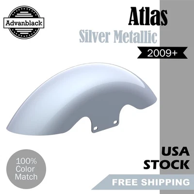 Atlas Silver Metallic Holeshot Performance 19" Short Front Fender Fits Harley - Image 1 of 4