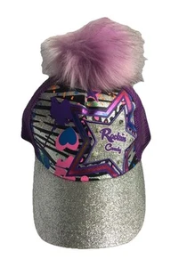 American Jewel Girls Rock Star Glitter Rockin Candy Faux Fur Light Pom-Pom Cap - Picture 1 of 10