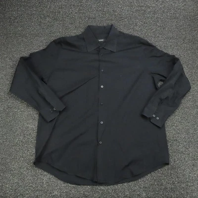 Alfani Dress Shirt Mens Large Black Button Up Long Sleeve Tonal Stripe Classic - Image 1 of 4