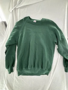 Vintage 90s Jerzees Sweatshirt Adult XL Green Crew Neck Blank Pullover USA - Picture 1 of 7