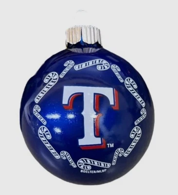 Texas Rangers Candy Cane Ornament Blown Glass Ball Collectible MLB New - Image 1 of 2