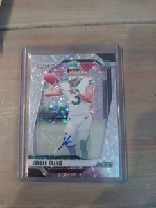 Jordan Travis 2024 Panini Prizm No Huddle Auto Silver Disco Prizm RC #359 Jets - Picture 1 of 10