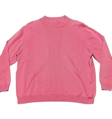 Dressbarn Sweater Women 24 26 Pink Vintage Barbiecore Knit Long Sleeve Mock Neck - Image 1 of 4