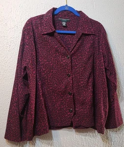 Goodclothes Petite 2XWP Hot Pink Burgundy Cheetah Animal Button-Up Shirt Top - Picture 1 of 5
