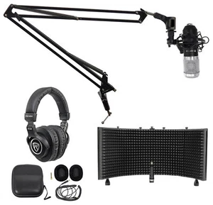 Rockville Studio Microphone+40” Boom Arm+Desk Clamp+Mount+Headphones+Shield - Picture 1 of 10