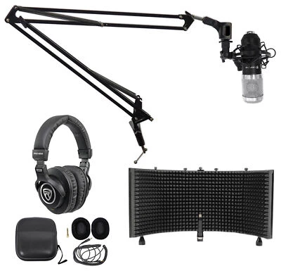Rockville Studio Microphone+40” Boom Arm+Desk Clamp+Mount+Headphones+Shield - Image 1 of 4