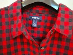 RRP£ 70 UK XL 100% Cotton Red Black Check Comfy belt Shirt Dress Land's end - Picture 1 of 9
