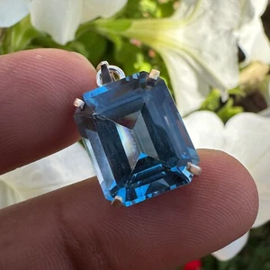 Natural Certified Santa Maria Aquamarine Gemstone 20 Ct 925 Silver Pendant - Picture 1 of 4