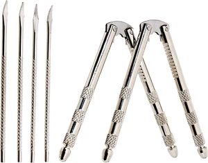 Stainless Steel Set, 2 Nut Crackers and 4 Picks, White  21629-2PK - Picture 1 of 12