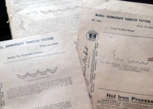 LOT THREE VTG 1910s - 1920s Transfer Pattern SCALLOPS For Lingerie & Clothing  - Picture 1 of 1