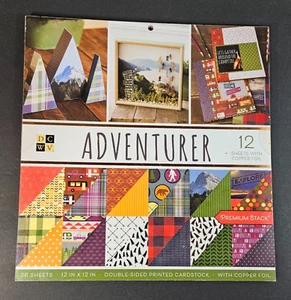 USED DCWV Adventurer 16 Designs Paper Pad Double-Sided Cardstock 12x12" 29 Shts - Picture 1 of 1