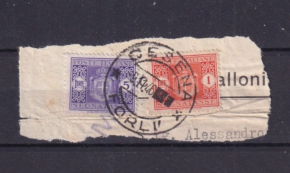 REGNO D'ITALIA 1934 - SEGNATASSE STEMMA C/FASCI 02 VALORI SU FRAMMENTO - Immagine 1 di 1