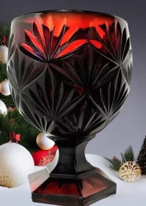 Cristal d'Arques Luminarc Ruby Glass Egg Shape 6" Footed Compote/Candy Jar/Dish - Picture 1 of 9