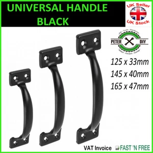 UNIVERSAL HANDLE Gate Shed Cabinet Cupboard Door Kitchen Indoor Outdoor BLACK - Picture 1 of 1
