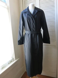 Rainshedder Women Black Coat Trench Size 8 Belted Zip Out Lining 100% Polyester - Picture 1 of 7