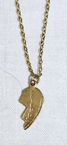 Gold Tone Half A Heart "Friends" Necklace J13-3219 - Picture 1 of 3