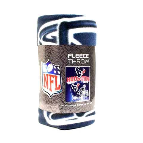 HOUSTON TEXANS Blanket Fleece Throw NFL Grid Iron Design Style NEW NWT Cover