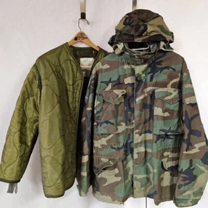 US Army M65 Woodland Camo Field Jacket Coat Cold Weather Medium S W/ Small Liner - Picture 1 of 18