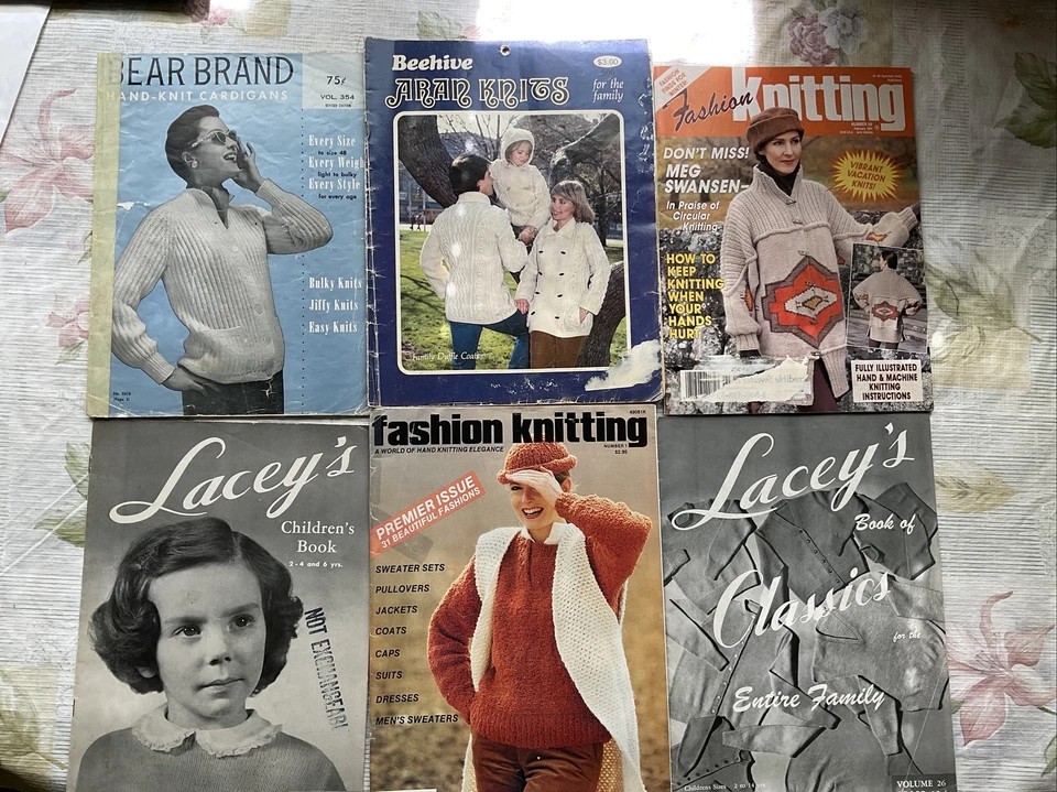 Knit Pattern Instructions Magazines & Booklets, Lot Of 6 From The 1950-60’s - Image 1 of 1