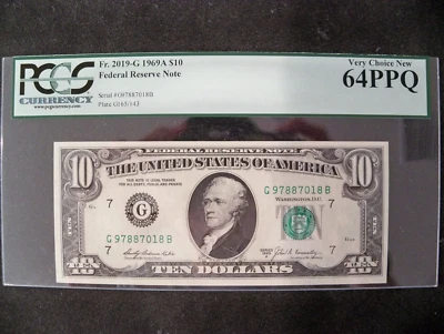 1969A $10 TEN DOLLAR BILL PCGS 64PPQ VERY CHOICE NEW GRADED CHICAGO G97887018B - Image 1 of 2