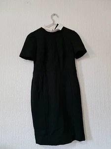 M&S Black Collared Smart Bodycon Dress Stretch UK 14 Short Sleeves Elegant - Picture 1 of 4