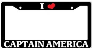 Glossy Black License Plate Frame I HEART CAPTAIN AMERICA Auto Accessory 664 - Picture 1 of 1