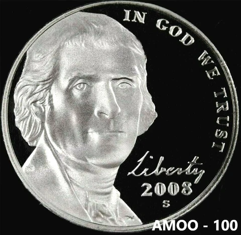 2008 S Proof Jefferson Nickel from Proof Set Cover