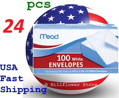 24 box Mead 75100 3 5/8 X 6.5 #6 100 piece/box white envelope with free trk# - Image 1 of 4