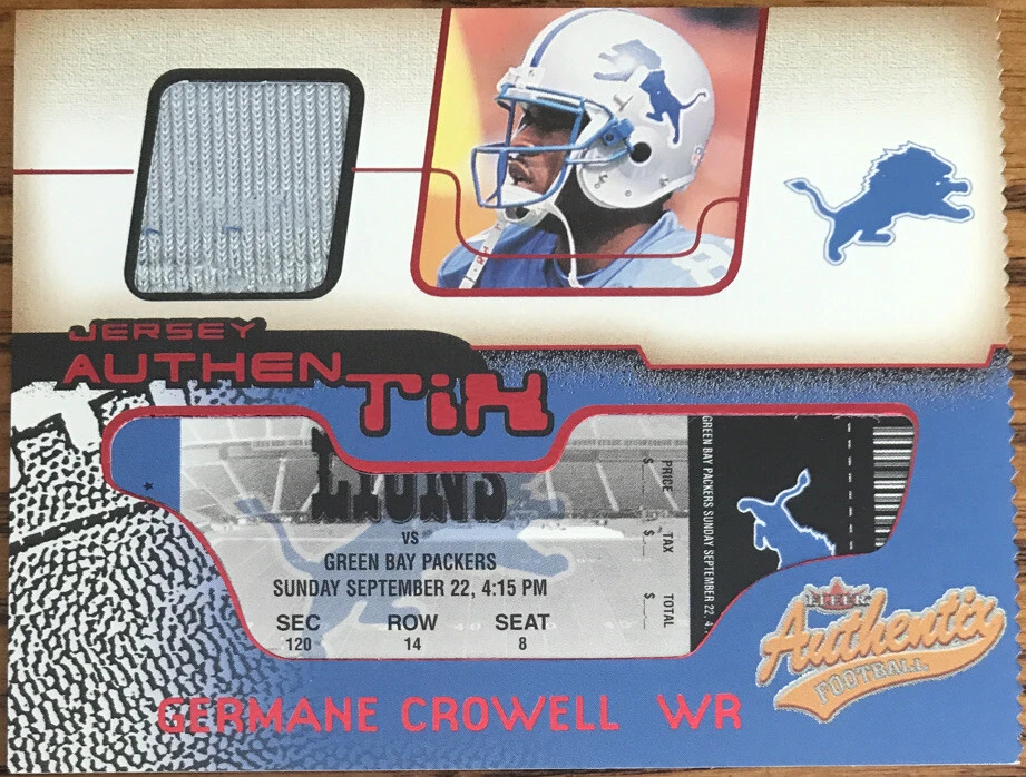2002 Fleer Authentix Jersey Authentix Ripped Germane Crowell JA-GC - Image 1 of 2