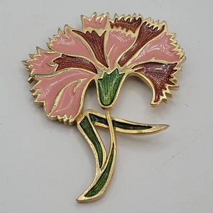 Grande Rosa Rojo Esmalte Flor Park Lane Tono Dorado - Imagen 1 de 6