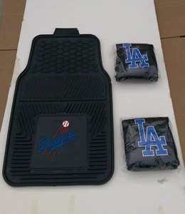 MLB Los Angeles Dodgers Vinyl Auto Car Truck Floor mat and Seat Cover Gift Set - Picture 1 of 9