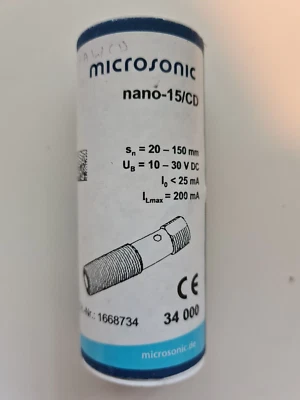 Microsonic Industrial ultrasonic sensor nano-15/CD M12 connector - Image 1 of 2