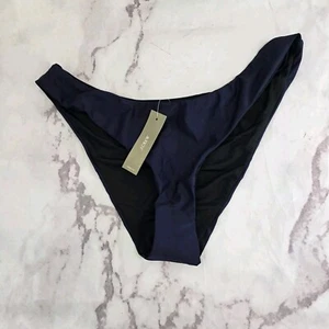 J Crew Swim Bottom Medium Blue Curved Waist Bikini High Cut Cheeky Mid Navy - Picture 1 of 10