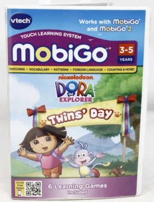 VTech Mobigo 2 Touch Learning System Video Game Dora The Explorer Twins Day - Image 1 of 4