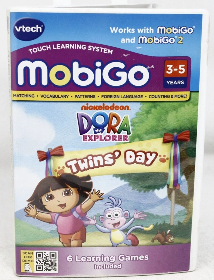 VTech Mobigo 2 Touch Learning System Video Game Dora The Explorer Twins Day - Image 1 of 4