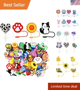 40PCS Cute Drinking Straw Cover Caps – Dust-Proof Toppers for Tumblers - Picture 1 of 9