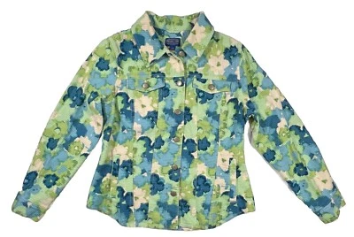 Blazer feminino vintage pendleton pequeno L floral aquarela texturizado mistura de linho - Imagem 1 de 4