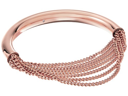 NUOVO BRACCIALE MICHAEL KORS TONO ORO ROSA CRISTALLI FRANGE DRAPPEGGIATE CATENE MKJ5789