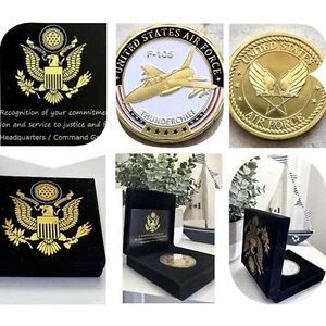U S AIR FORCE F-105 THUNDERCHIEF Challenge Coin USA AF mit schwarzem Samtetui - Bild 1 von 7