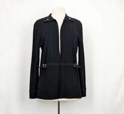 Chaqueta Ming Wang Negra Frente Abierto Tejida Acrílico Hebilla Decorativa Falta Talla M Foto 1 de 4