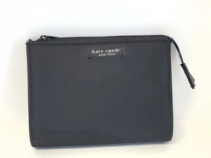 Vintage Kate Spade Black Fabric Zip Boxy Clutch Cosmetic Pouch 6.25 x 5” 90s Y2K - Picture 1 of 8