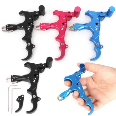 Archery Compound Bow Release Aid 3 4 Finger Thumb Trigger Hunting Target - Image 1 of 4
