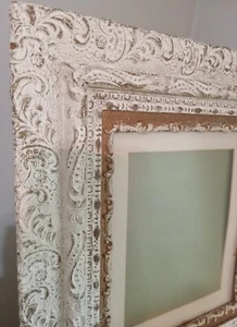 White Carved Picture Frame 16 x 20 Glass Front Large Art Gallery Antique - Picture 1 of 11
