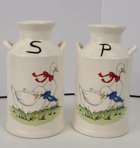 Salt and Pepper Shakers, Duck/Milk Can - Picture 1 of 4