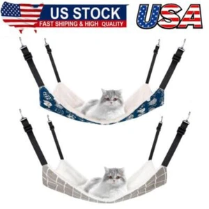 2Pcs Reversible Cat Hanging Hammock Soft Breathable Pet Cage Hammock for Cats - Picture 1 of 8