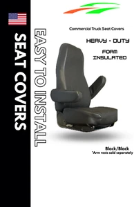 Universal Fit Seat Cover for Freightliner & International Truck - Black/Black - Picture 1 of 1