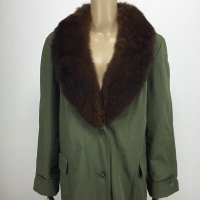 Gabardina vintage talla LEER Count Romi castor real cuello de piel de rata almizclera polar Foto 1 de 4