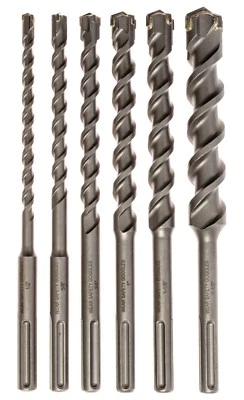 6 Piece CARBIDE TIPPED BIT, Masonry Drill Bit set, SDS Max!!