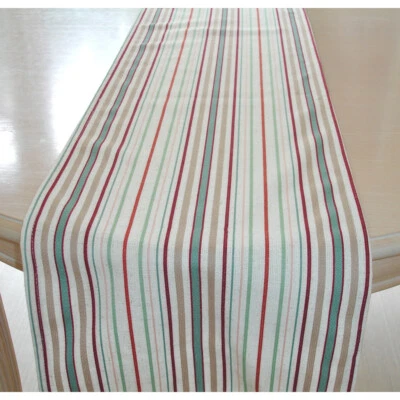 Table Runner Stripes Red Green Pink Beige Striped 82" 206cm Long - Image 1 of 3