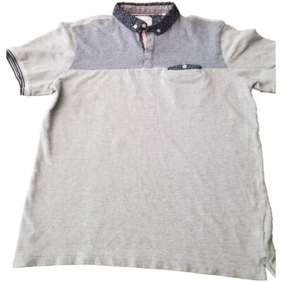 Paper Denim & Cloth Men Modern XL Gray Blue Flower Collar Knit Polo Shirt - Image 1 of 4